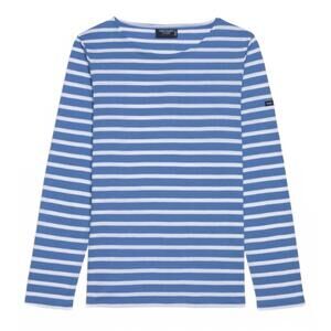 NEW SAINT JAMES minquidame breton stripe long sleeve shirt in mer/neige